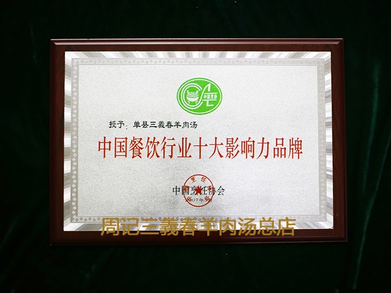 2007.3中國(guó)餐飲十大影響品牌